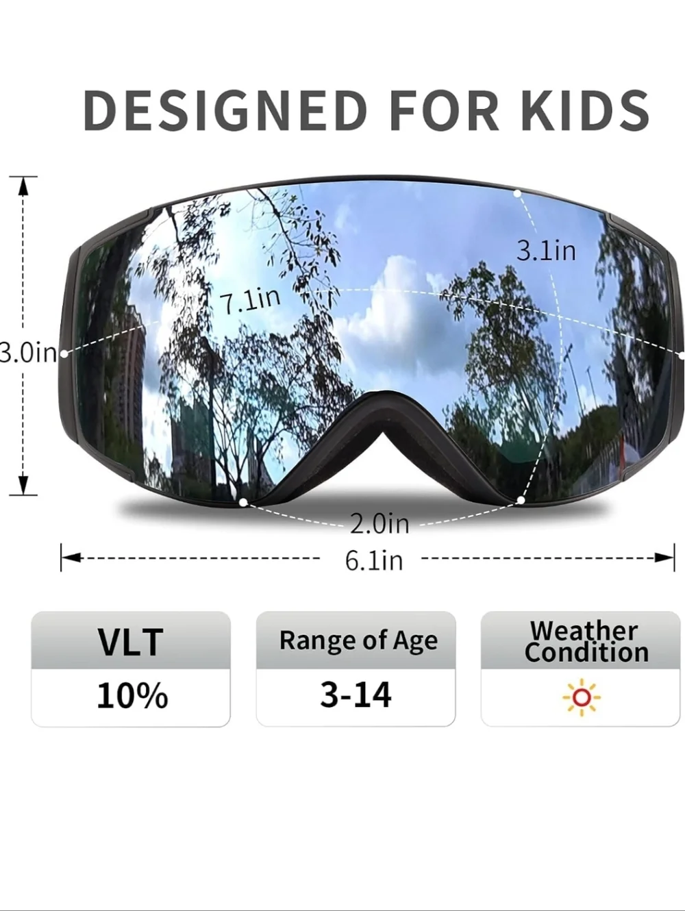 Kids Ski‎ Goggles Anti-Fog UV Protection Snowboard Goggles